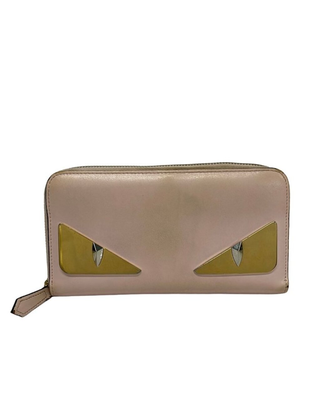 Fendi Wallet Light Pink Gold Silver Zip Around Leather
